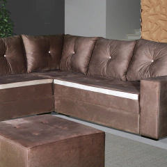 Sofá de Canto Livelo com Puff - Bom Pastor