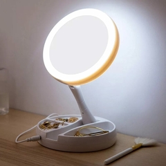 Espelho Facial de Camarim Led Articulável Com Aumento 10x para Maquiagem Barbear Portátil - comprar online