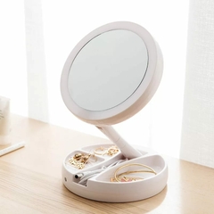 Espelho Facial de Camarim Led Articulável Com Aumento 10x para Maquiagem Barbear Portátil