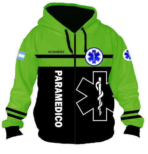 Campera CZT-0662D - Emergencias Medicas 2 (Paramedicos) Verde y Negra