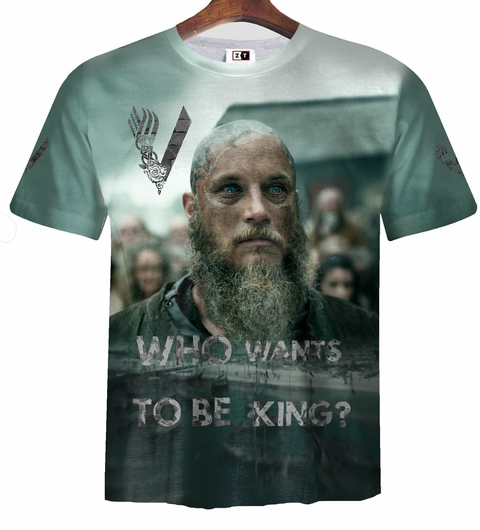 OFERTA EN STOCK Remera ZT-0078 - Vikings Who Wants to be King? (único talle) M (sin mangas)