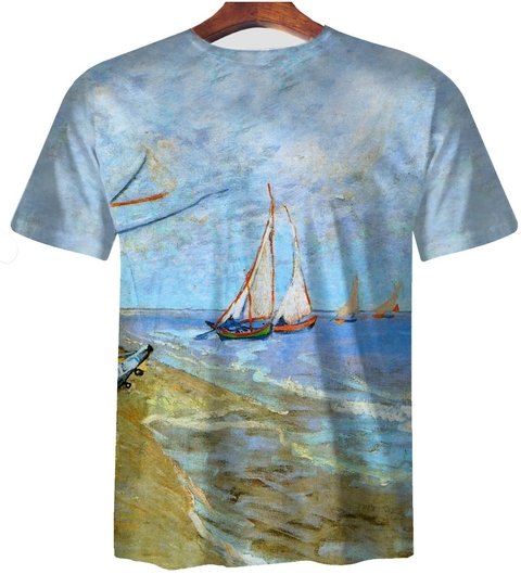 Remera ZT-0343 - Van Gogh 3 Pesqueros en la playa - comprar online