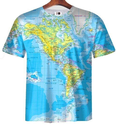 Remera ZT-0513 - Planisferio (Mapa mundial)