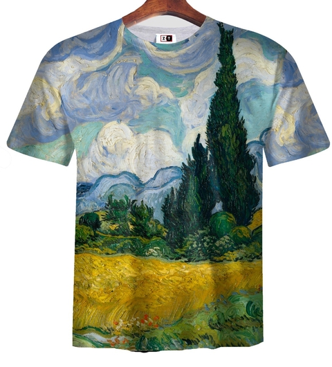 Remera ZT-0823 - Van Gogh 6 Campo de Trigo con Cipreses