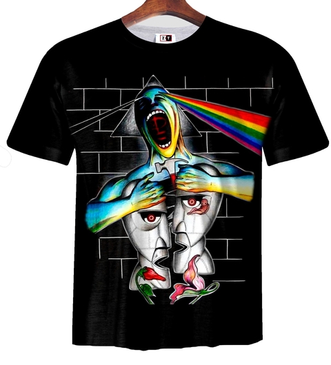 Remera ZT-1141N - Pink Floyd 4 (Dibujo Collage) Negra