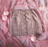Falda Broches delanteros ROSA ESCOCES Pastel Kawaii