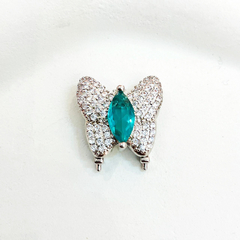 Berloque Charm Borboleta verde cravejada
