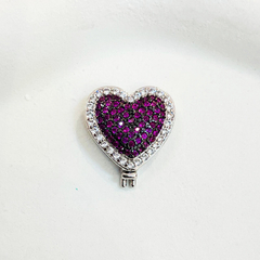 Berloque Charm Coraçao Grande Pink cravejado