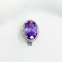 Berloque Charm Pedra Oval Lilás com zirconias