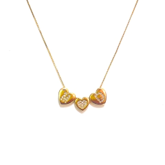 Colar de 4 corações com letra ou cravejado de zirconias - comprar online