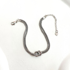 pulseira de malha com nó em rodio branco - comprar online