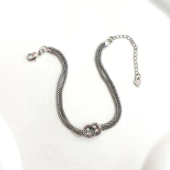 pulseira de malha com nó em rodio branco - comprar online