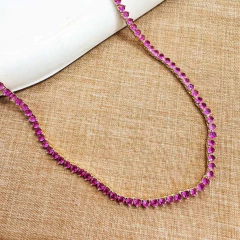 Colar Riviera 3mm em ouro 18kl com zirconias fuchsia - comprar online