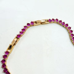 Colar Riviera 3mm em ouro 18kl com zirconias fuchsia na internet