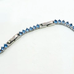 Colar Riviera 3mm em ródio branco com zirconias azul serenity na internet