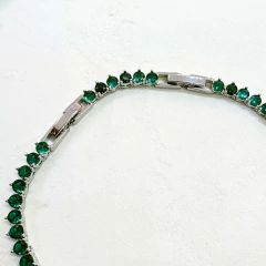 Colar Riviera 3mm em ródio branco com zirconias esmeralda na internet