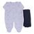 Saída maternidade tricot azul com bordado poá/ 2 peças - Luan