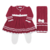 Saída maternidade de tricot vestido vermelho e branco/ 3 peças - Carol