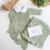 Combo Saída maternidade de tricot verde mescla Vestidinho/ 5 peças - Baby Boom Enxoval