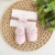 kit sapatinho de crochê e lacinho - trio rococó rosa