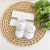 kit sapatinho de crochê e lacinho - trio rococó branco e lilás