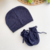 Kit gorro e luva minimalista - marinho - comprar online