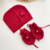 Kit gorro e luva lacinho - bordô - comprar online