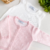 Saída maternidade tricot poá rosa e branco/ 3 peças - Baby Boom Enxoval