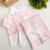 Saída maternidade tricot poá rosa e branco/ 3 peças - comprar online