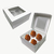 Caja para 4 Cupcakes, Muffins  Con Cuna y Visor de PVC.  Blanca