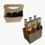 Estuche para 6 botellas, latas, Porrón Cerveza Tipo Maletín Con Manija. Kraft Marrón