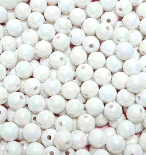 Pérola 8mm Branca Irisada com 200 Peças ref:0032