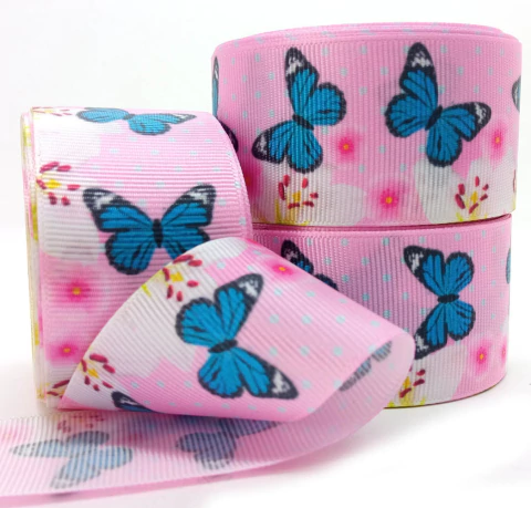 Fita Gorgorão Borboletas Azul Delicada – N9 - Peça com 10m - comprar online