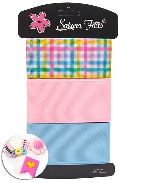 Kit de Fita Gorgorão Festa Junina Xadrez Candy ref.0595-4 - comprar online