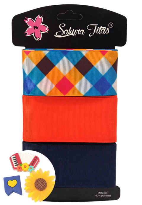 Kit de Fita Gorgorão Festa Junina Xadrez ref.0595