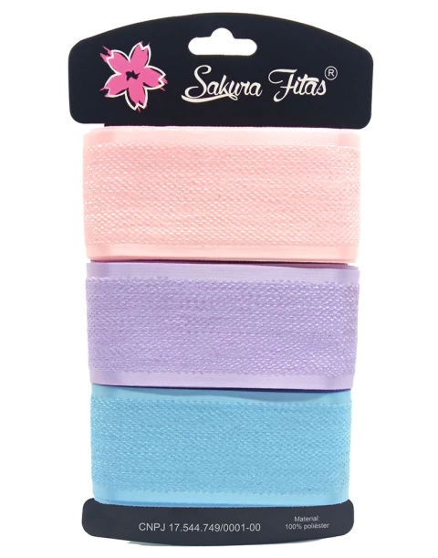 Kit de Fita Veludo Plush com Borda Lisa 38mm x 6 metros