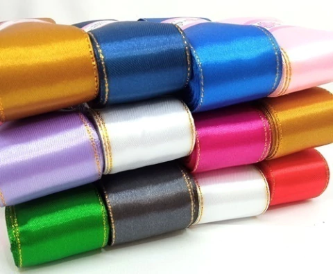 Fita de Cetim Borda Dourada N9 - 10 metros