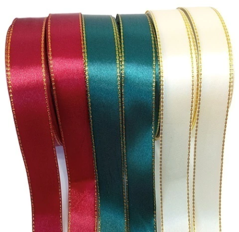 Fita de Cetim Borda Dourada 20mm - 22 Metros ref.1170