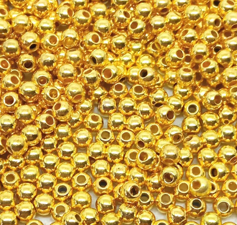 Pérola 4mm Dourada Furo Passante Pct com 1000 pçs