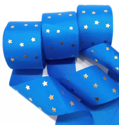 Fita Estrela Dourada Azul Royal 38mm x 10m