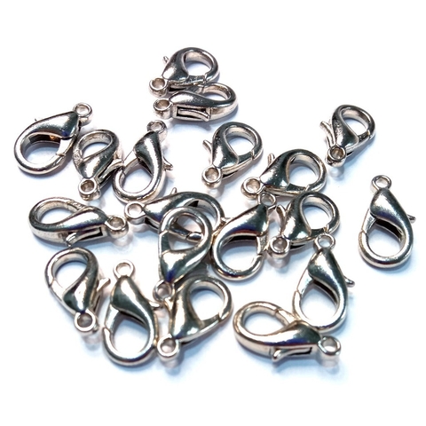 Fecho Lagosta prata 12mm pct com 40 Ref.0727