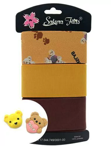 Kit de Fita de Gorgorão 38mm Urso + Apliques ref.1477-1