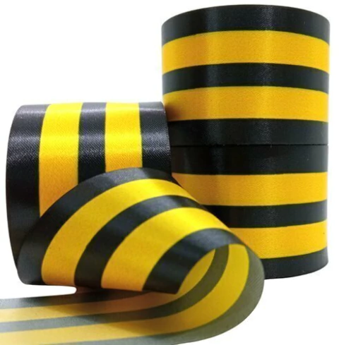 Fita de Cetim Amarela Listras N9 - 10 Metros ref.1754