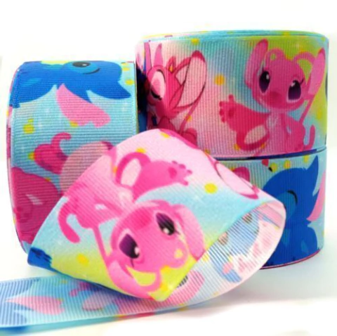 Fita de Gorgorão Stitch e Angel N9 - 10 Metros