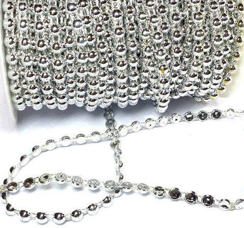 Meia Pérola em Metro Prata 08mm Peça com 3 metros Ref.2399