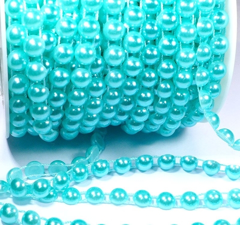 Meia Pérola em Metro 06mm Azul Tiffany Peça com 3 metros ref.4746