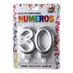 VELAS NUMERO DOBLE PLATEADO