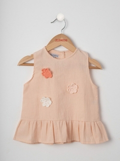 CAMISOLA TUSOR FLORES CROCHET (8089RN)