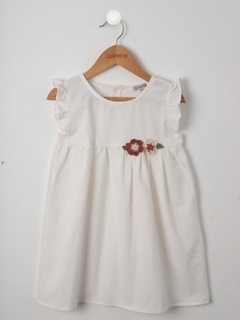 VESTIDO TUSOR FLORES CROCHET (8068BL)