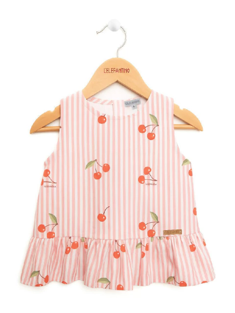 CAMISOLA TUSOR RAYAS+CEREZAS